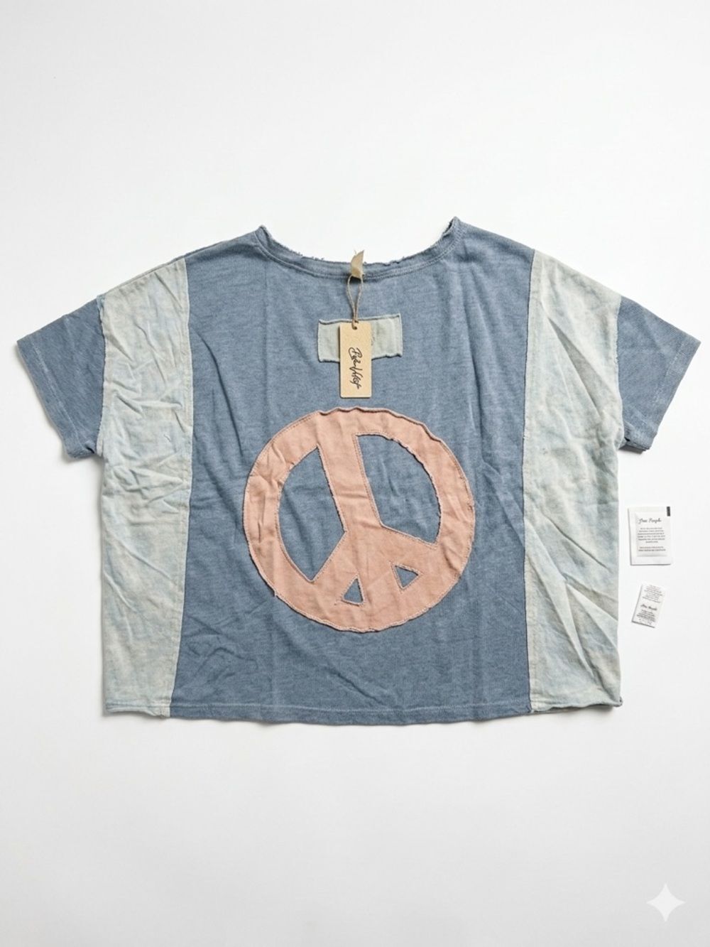 Blue Velvet Oversized Patchwork Peace Top Size Large NWT - Picture 5 of 5